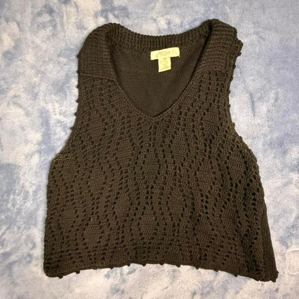 Xxist Black crochet tank top with a boho vibe. Size:‎ M